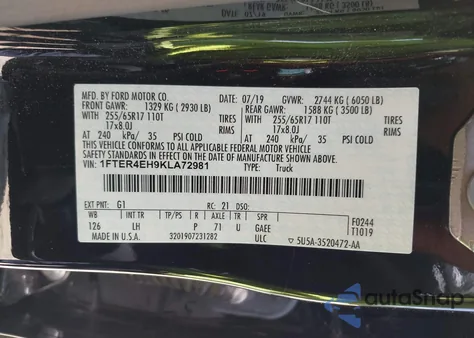 2019 Ford Ranger Xlt z USA, uszkodzony, nr VIN 1FTER4EH9KLA72981